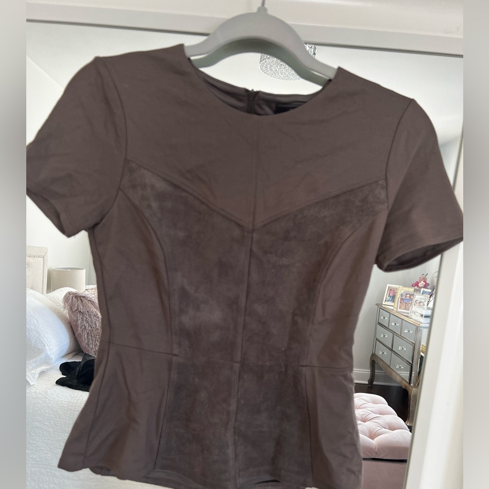 BCBG MAXAZRIA XXS MILITARY GREEN SUEDE TOP